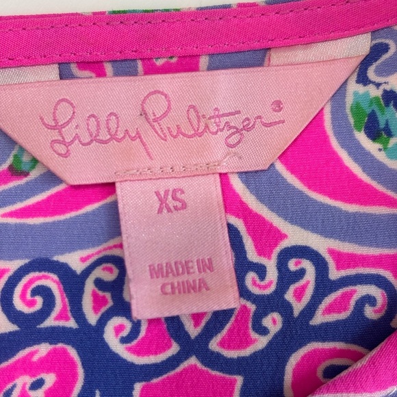 Lilly Pulitzer Womens 100% Silk Button Back Blouse Colorful  Pink Size X-Small - Picture 4 of 8